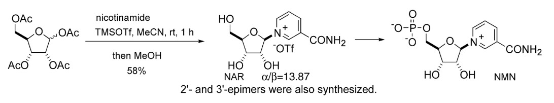 Chemical synthesis of NMN via TMSOTf-catalytic condensation