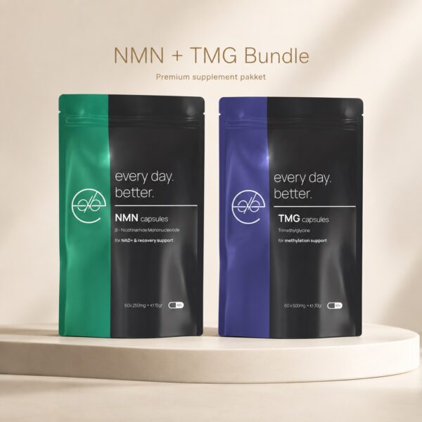 NMN & TMG bundle from Every Day Better with 60 NMN capsules and 60 TMG capsules