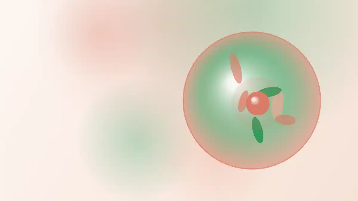 Abstracte illustratie van een cel met mitochondriën – bij het artikel: NMN en celveroudering: wat dieronderzoek laat zien over eicelkwaliteit