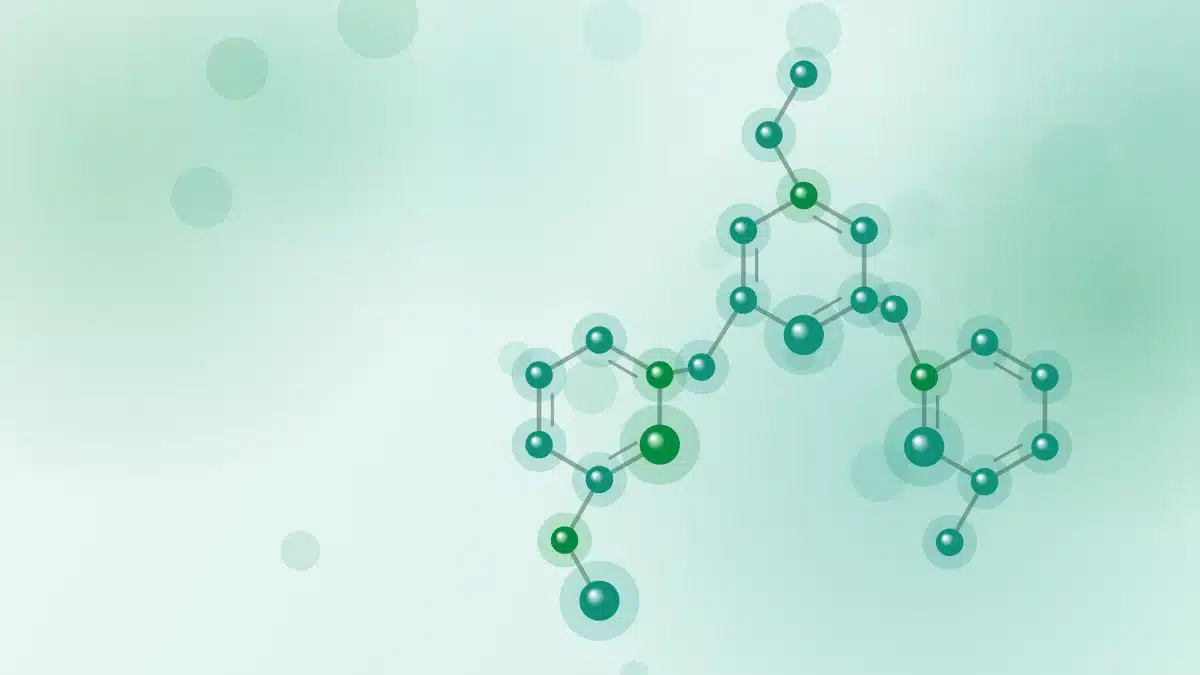Abstract illustration of a molecular structure – for the article: The truth about NAD+, NMN, and aging in 2026: what does the latest science really say?